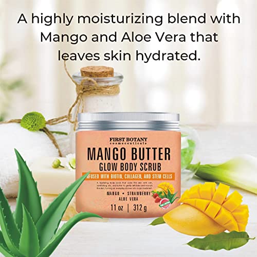 Mango Butter Body Scrub Exfoliator Biotin, Collagen, Stem Cells - Natural Exf...