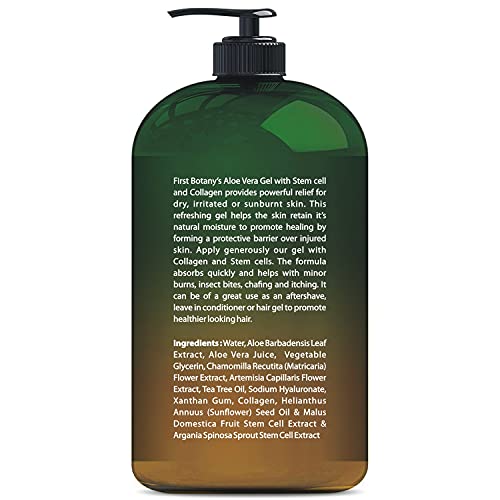 Pure Aloe vera gel - with 100% Fresh & Pure Aloe Infused with Stem Cells, Col...