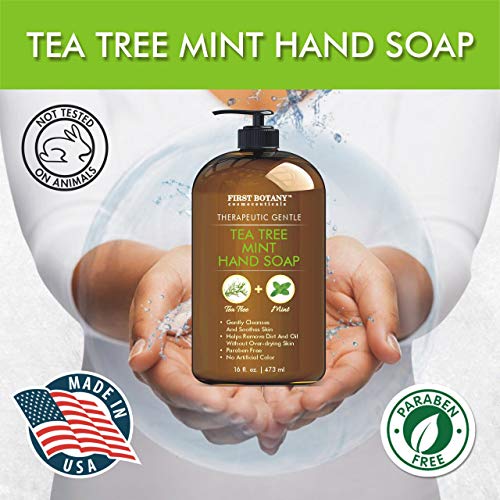Tea Tree Mint Hand Soap - Liquid Hand Soap with Peppermint, Jojoba & Coconut ...
