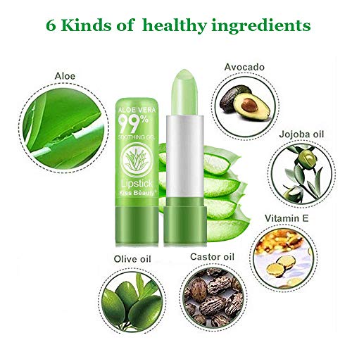 2 Pack Aloe Vera Lipstick, Firstfly Long Lasting Nutritious Lip Balm Lips Moi...