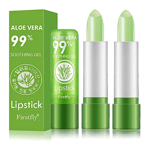 2 Pack Aloe Vera Lipstick, Firstfly Long Lasting Nutritious Lip Balm Lips Moi...