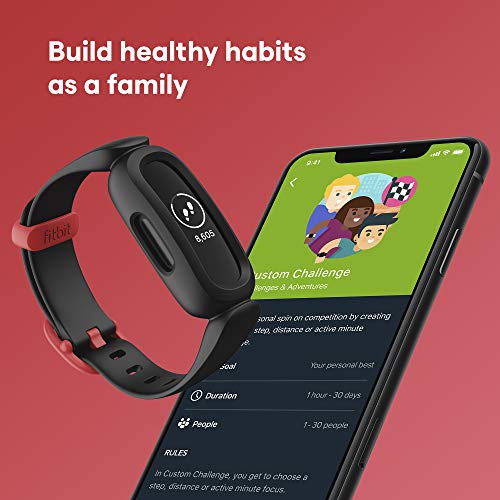 Fitbit Ace 3 Activity Tracker for Kids 6+ One Size, Black/Racer Red