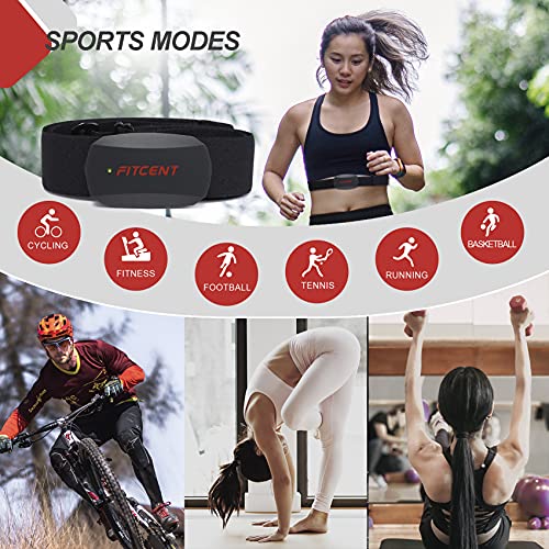 FITCENT Heart Rate Monitor Chest Strap, Bluetooth ANT+ HR Sensor for Peloton ...