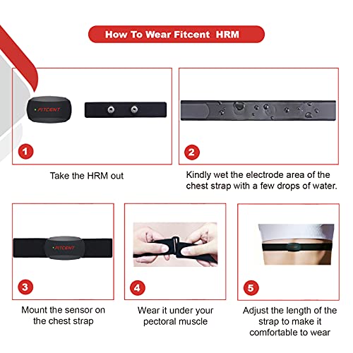 FITCENT Heart Rate Monitor Chest Strap, Bluetooth ANT+ HR Sensor for Peloton ...