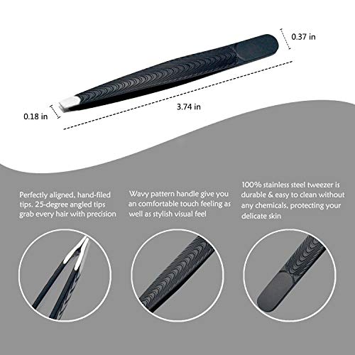 FITDON Eyebrow Grooming Set, Professional Slant Tip Tweezers & Curved Stainle...