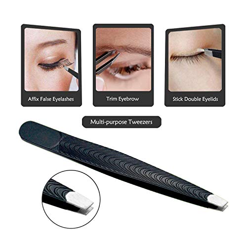 FITDON Eyebrow Grooming Set, Professional Slant Tip Tweezers & Curved Stainle...