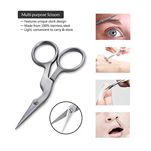 FITDON Eyebrow Grooming Set, Professional Slant Tip Tweezers & Curved Stainle...