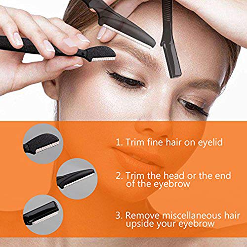 FITDON Eyebrow Grooming Set, Professional Slant Tip Tweezers & Curved Stainle...