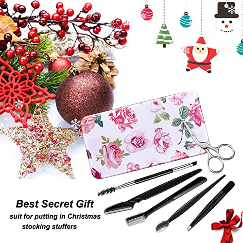 FITDON Eyebrow Grooming Set, Professional Slant Tip Tweezers & Curved Stainle...