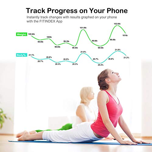 FITINDEX Bluetooth Body Fat Scale, Smart Wireless BMI Bathroom Weight Scale B...