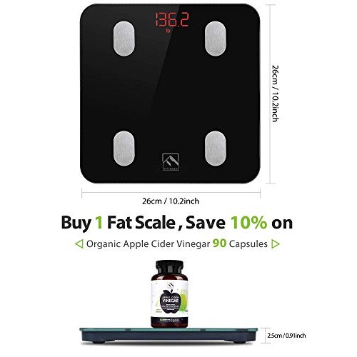 FITINDEX Bluetooth Body Fat Scale, Smart Wireless BMI Bathroom Weight Scale B...