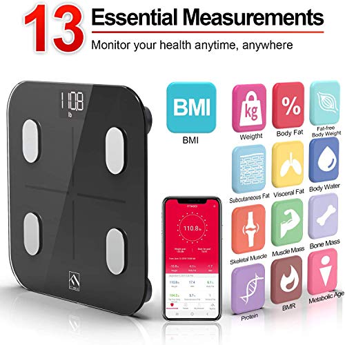 FITINDEX Smart Body Fat Scale, BMI Bathroom Scale, Digital Body Composition A...