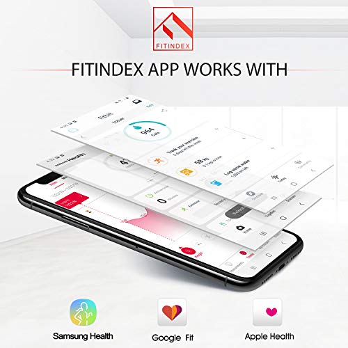 FITINDEX Smart Body Fat Scale, BMI Bathroom Scale, Digital Body Composition A...