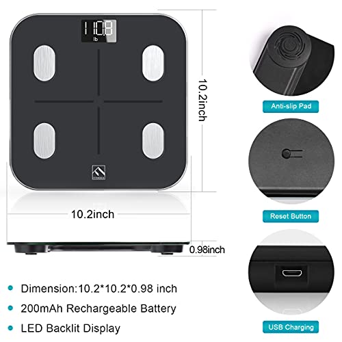 FITINDEX Smart Body Fat Scale, BMI Bathroom Scale, Digital Body Composition A...