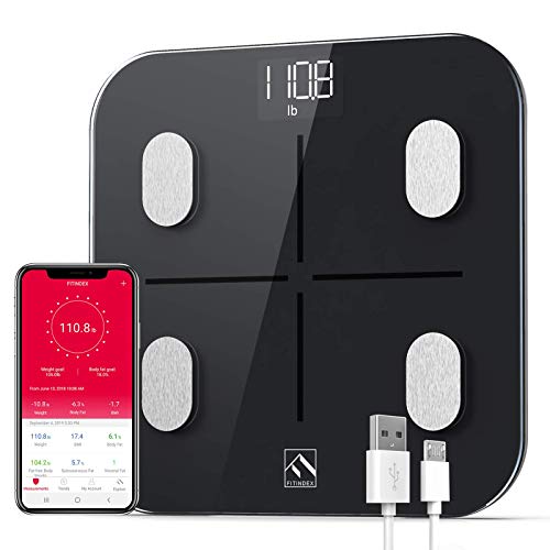 FITINDEX Smart Body Fat Scale, BMI Bathroom Scale, Digital Body Composition A...