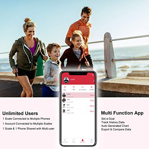 FITINDEX Smart Digital Body Weight Scale, BMI Bathroom Scale with Smartphone ...