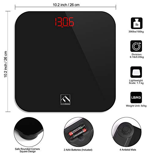 FITINDEX Smart Digital Body Weight Scale, BMI Bathroom Scale with Smartphone ...