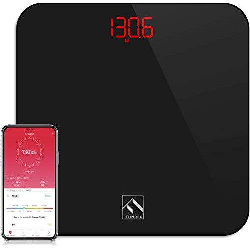 FITINDEX Smart Digital Body Weight Scale, BMI Bathroom Scale with Smartphone ...