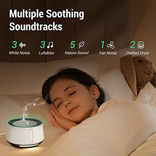 Fitniv White Noise Machine with Adjustable Baby Night Light for Sleeping, 14 ...