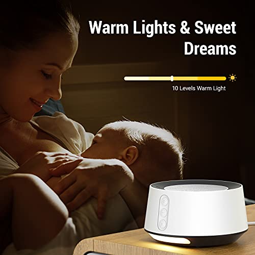 Fitniv White Noise Machine with Adjustable Baby Night Light for Sleeping, 14 ...
