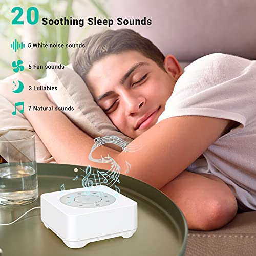 Fitniv White Noise Machine with Custom Button, 20 Natural Soothing Sounds & 3...