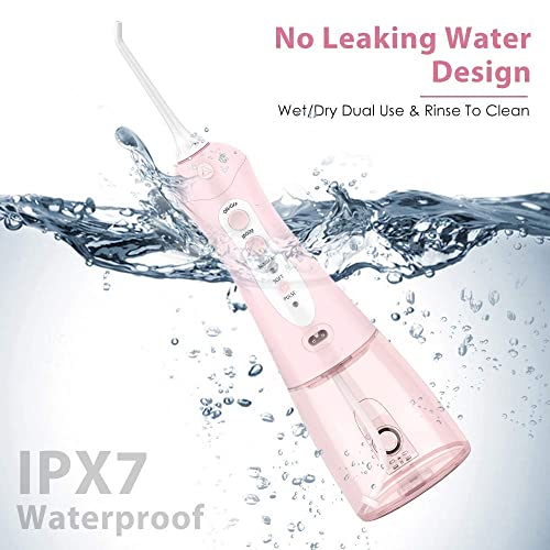 Cordless Water Flosser Pink Teeth Cleaner, Fitug Portable Oral Irrigator Dent...