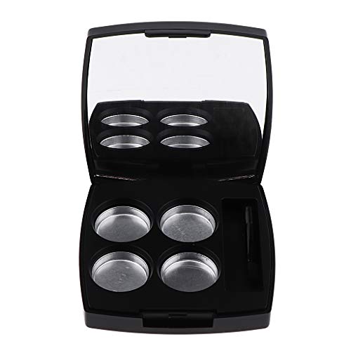 Fityle Black Square Cosmetic 4 Slots Empty Palette Eyeshadow Powder Blush Lip...