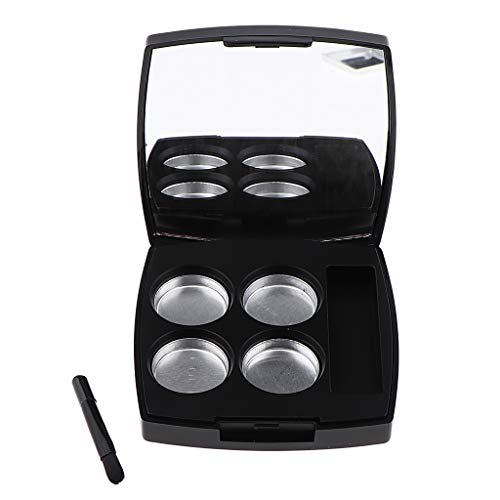 Fityle Black Square Cosmetic 4 Slots Empty Palette Eyeshadow Powder Blush Lip...