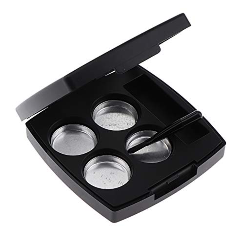 Fityle Black Square Cosmetic 4 Slots Empty Palette Eyeshadow Powder Blush Lip...