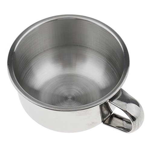 Fityle Rust Proof Stainless Steel Men Barber Shaving Mug Bowl Soap Cup for Brush