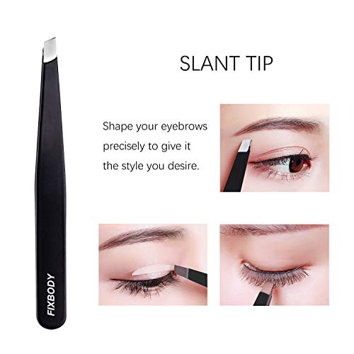 FIXBODY Tweezers Set 5-Piece - Professional Stainless Steel Tweezers with Cur...