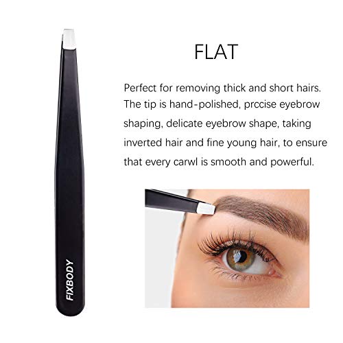 FIXBODY Tweezers Set 5-Piece - Professional Stainless Steel Tweezers with Cur...