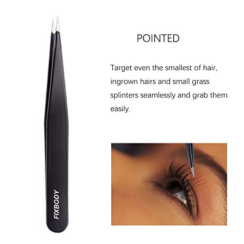 FIXBODY Tweezers Set 5-Piece - Professional Stainless Steel Tweezers with Cur...