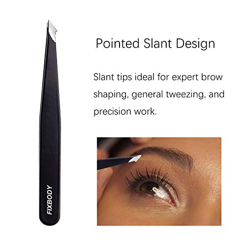 FIXBODY Tweezers Set 5-Piece - Professional Stainless Steel Tweezers with Cur...