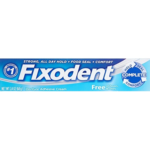 Fixodent Complete Free Denture Adhesive Cream 2.4 Oz (Pack of 6)