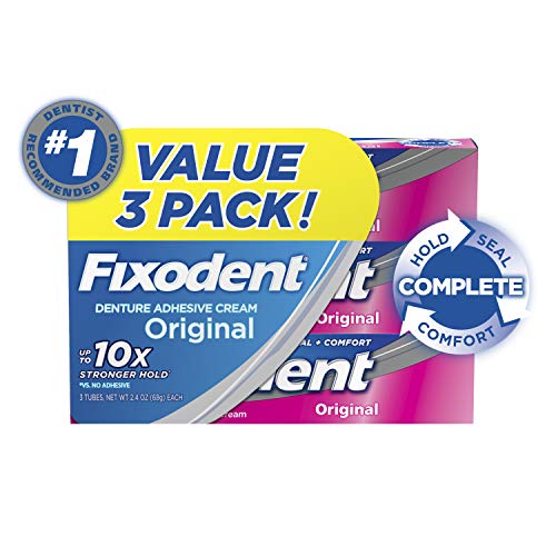 Fixodent Complete Original Denture Adhesive Cream, 2.4 oz, 3 Pack (Packaging ...