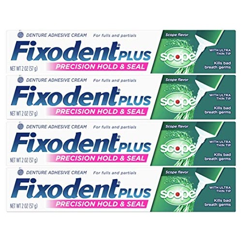 Fixodent Control Denture Adhesive Cream Plus Scope Flavor 2 oz (Pack of 4)