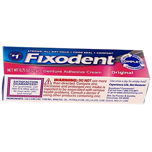 Fixodent Denture Adhesive Cream Original 0.75 oz (Pack of 4)