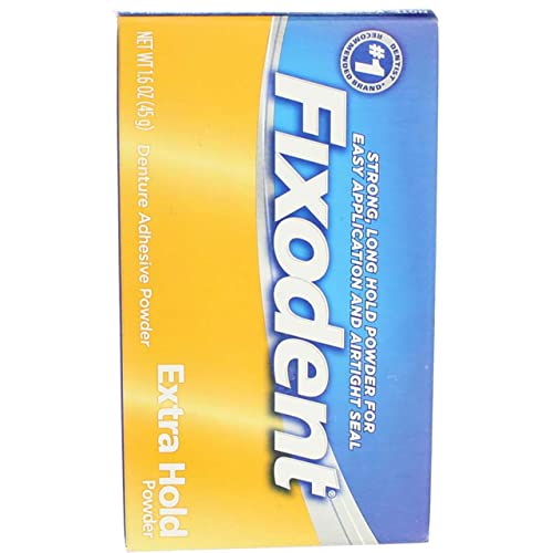 Fixodent Extra Hold Denture Adhesive Powder 1.6 Oz (Pack of 4)