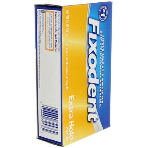 Fixodent Extra Hold Denture Adhesive Powder 1.6 Oz (Pack of 4)