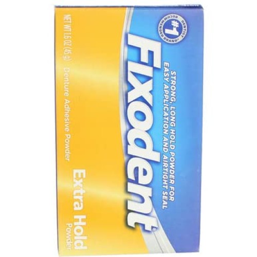 Fixodent Extra Hold Denture Adhesive Powder 1.6 Oz (Pack of 4)