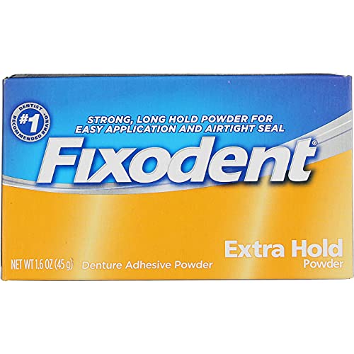 Fixodent Extra Hold Denture Adhesive Powder 1.6 Oz (Pack of 4)