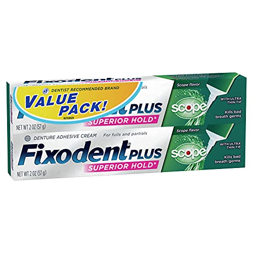 Fixodent Food Seal Plus Scope Denture Adhesive Cream Twin Pack, 2 Ounce (Pack...