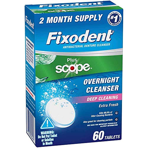 Fixodent Overnight Daily Cleanser Tablets Plus Scope - 60 ct