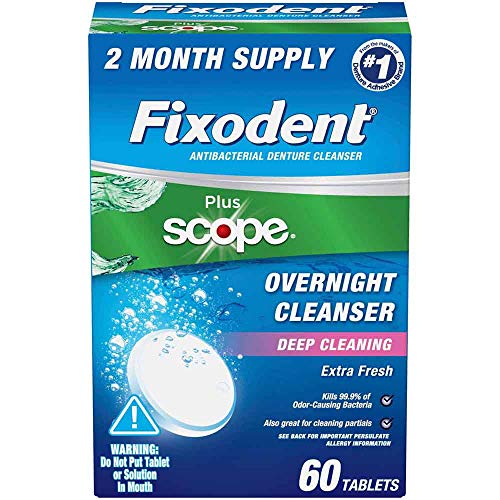 Fixodent Overnight Daily Cleanser Tablets Plus Scope - 60 ct