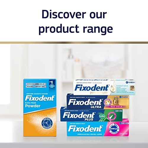 Fixodent Pure Strength Secure Denture Adhesive Cream for Full and Partial Den...