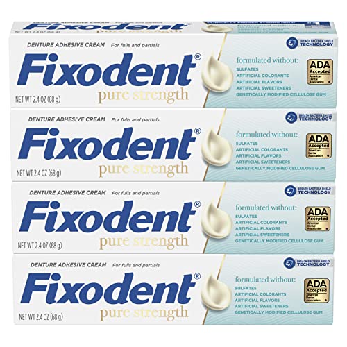 Fixodent Pure Strength Secure Denture Adhesive Cream for Full and Partial Den...