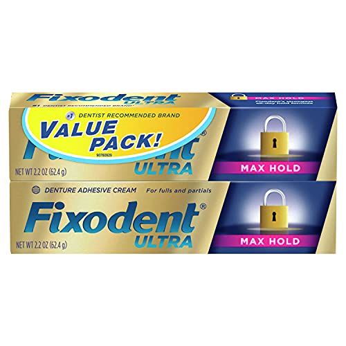 Fixodent Ultra Max Hold Denture Adhesive, 2.2 Ounce, Pack of 2
