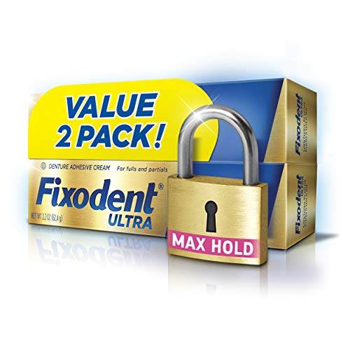 Fixodent Ultra Max Hold Denture Adhesive, 2.2 Ounce, Pack of 2