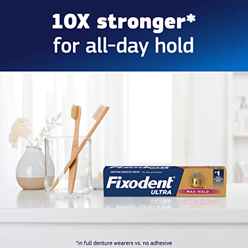 Fixodent Ultra Max Hold Secure Denture Adhesive Cream for Full and Partial De...